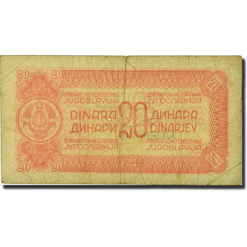Banknote, Yugoslavia, 20 Dinara, 1944, 1944, KM:51a, VF(20-25)
