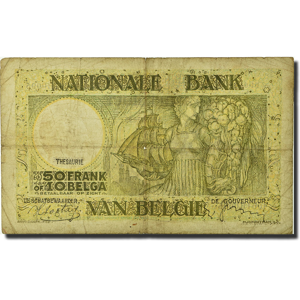 Geldschein, Belgien, 50 Francs-10 Belgas, 1933-1935, 1938-06-01, KM:106, SGE