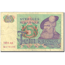 Billet, Suède, 5 Kronor, 1965-1981, 1972, KM:51c, TB