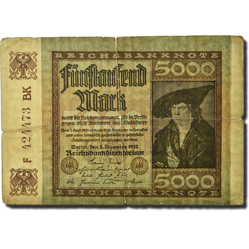 Banknote, Germany, 5000 Mark, 1922, 1922-12-02, KM:81d, VG(8-10)