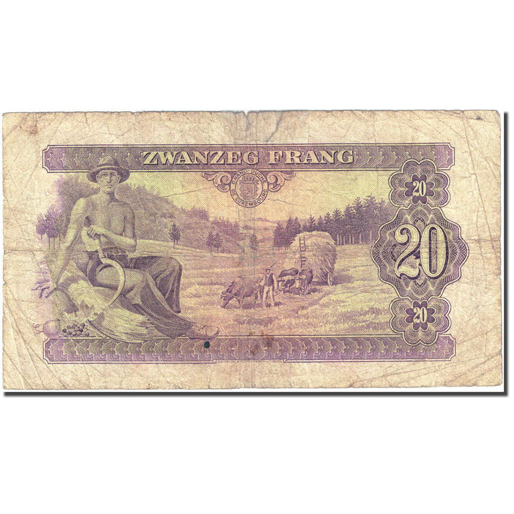 Banknote, Luxembourg, 20 Frang, 1943, 1943, KM:42a, VF(20-25)