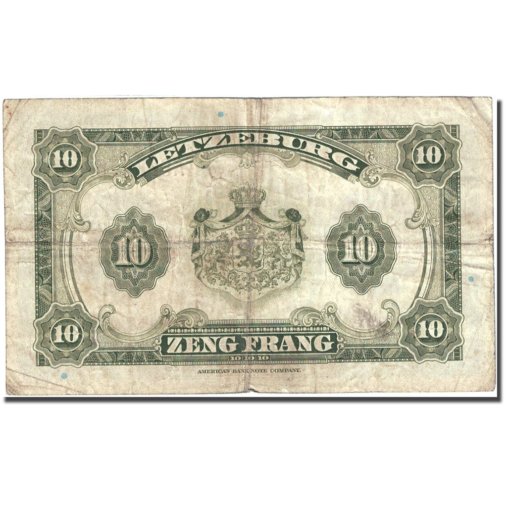 Banknote, Luxembourg, 10 Francs, 1944, Undated (1944), KM:44a, VF(20-25)