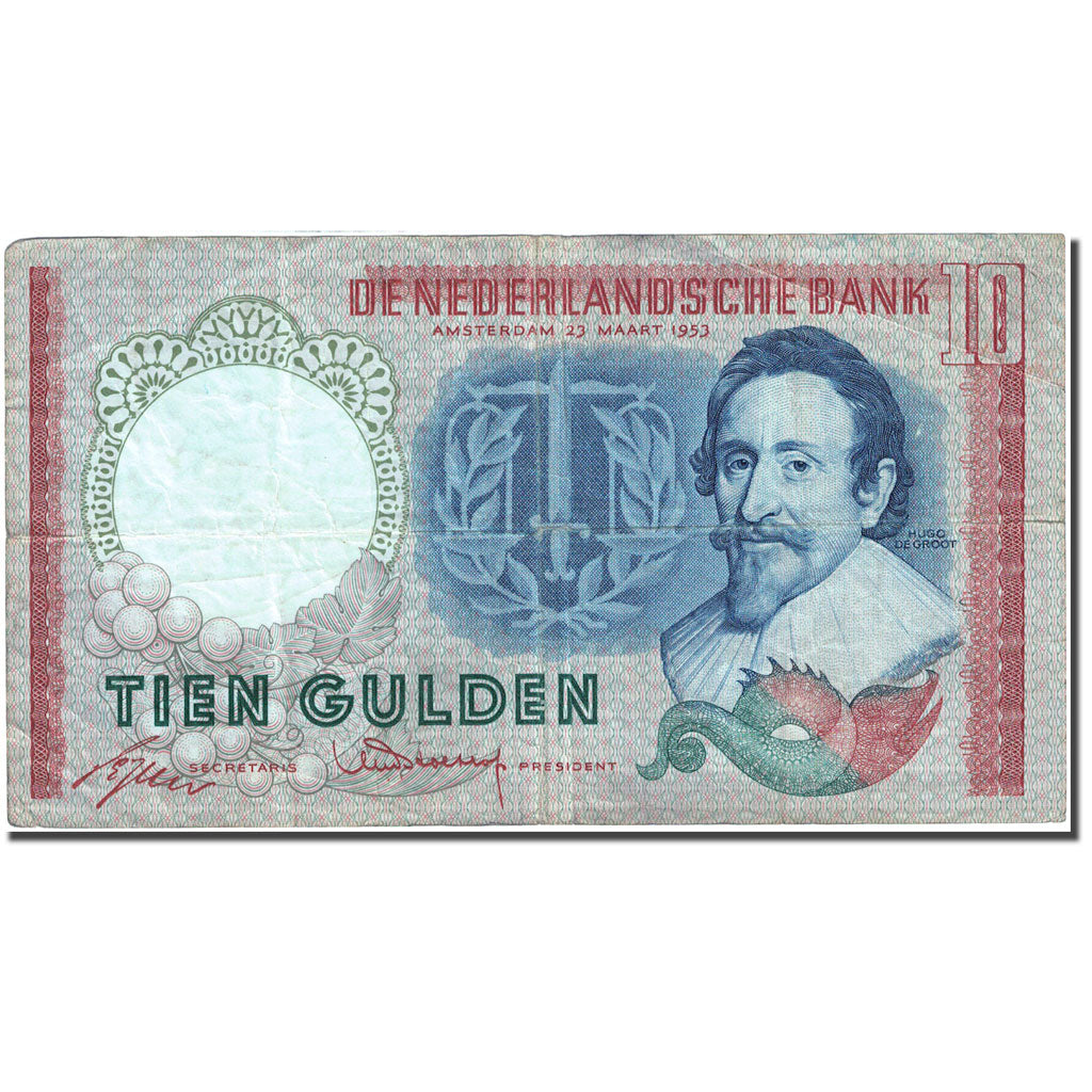 Banknote, Netherlands, 10 Gulden, 1953-1956, 1953-03-23, KM:85, VF(20-25)