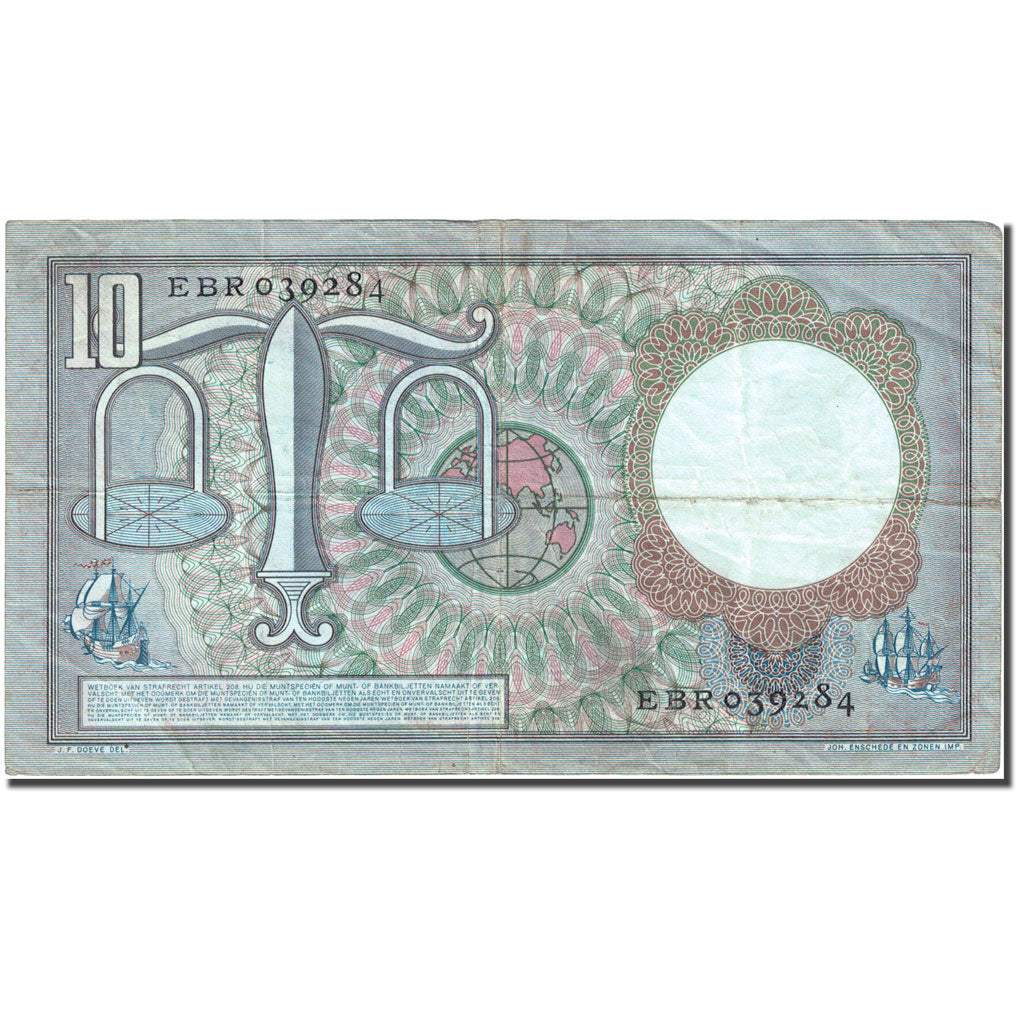 Banknote, Netherlands, 10 Gulden, 1953-1956, 1953-03-23, KM:85, VF(20-25)