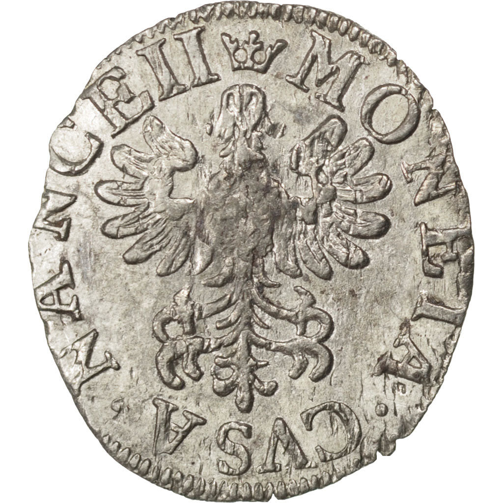 Coin, German States, LORRAINE, Karl III, 2 Denier, Nancy, AU(55-58), Silver