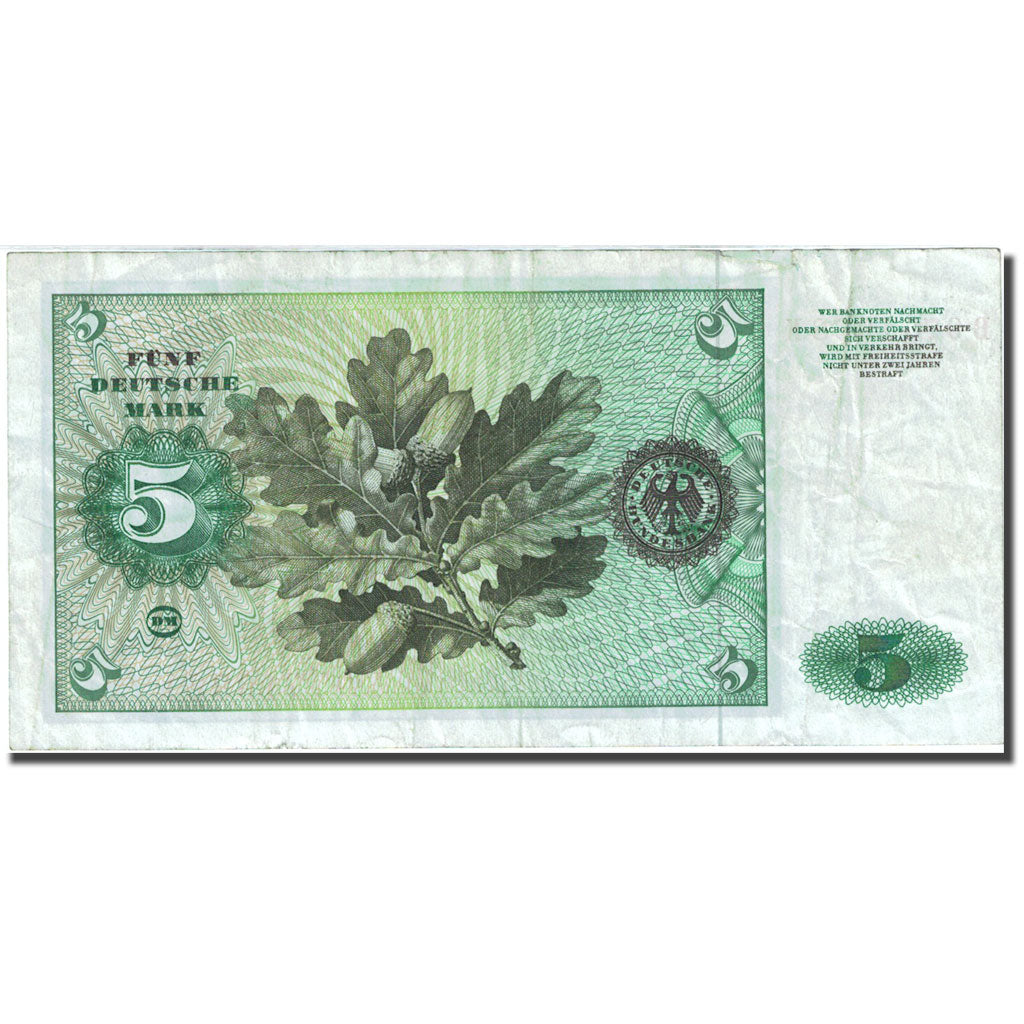 Banknote, GERMANY - FEDERAL REPUBLIC, 5 D. Mark, 1970-02-01 KM: 30a EF (40-45)