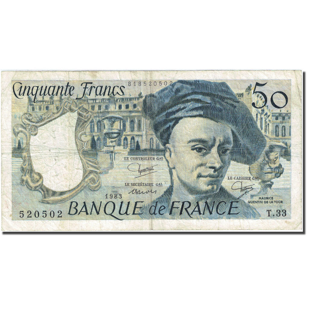 France, 50 F 1976-1992 ''Quentin de La Tour'' 1983, VF(20-25) KM: 152b Fay 67.9