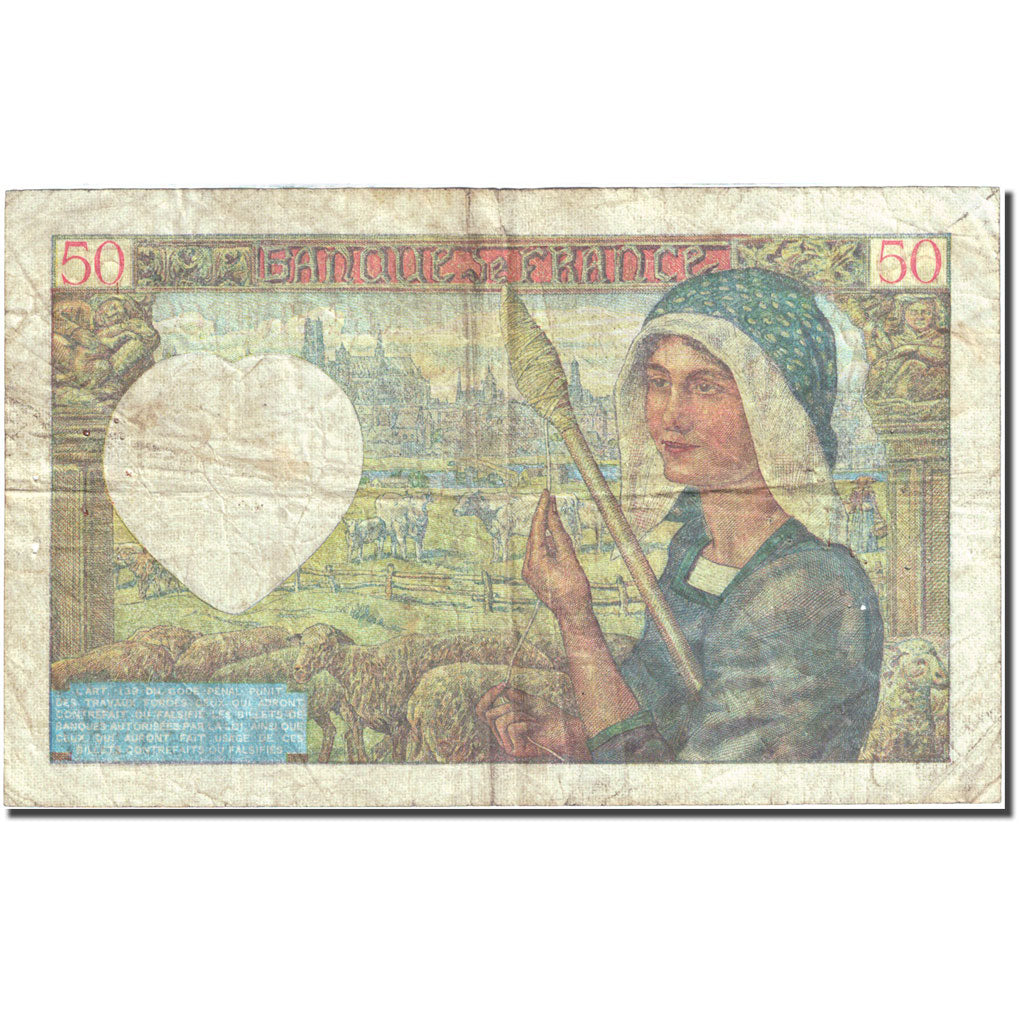France 50 F 1940-1942 ''Jacques Coeur'' 1941-04-24 VF (20-25) KM 93 Fay 19.9