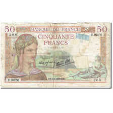 France 50 F 1934-1940 ''Cérès'', 1933, 1939-02-02, B KM 85b Fay 18.21
