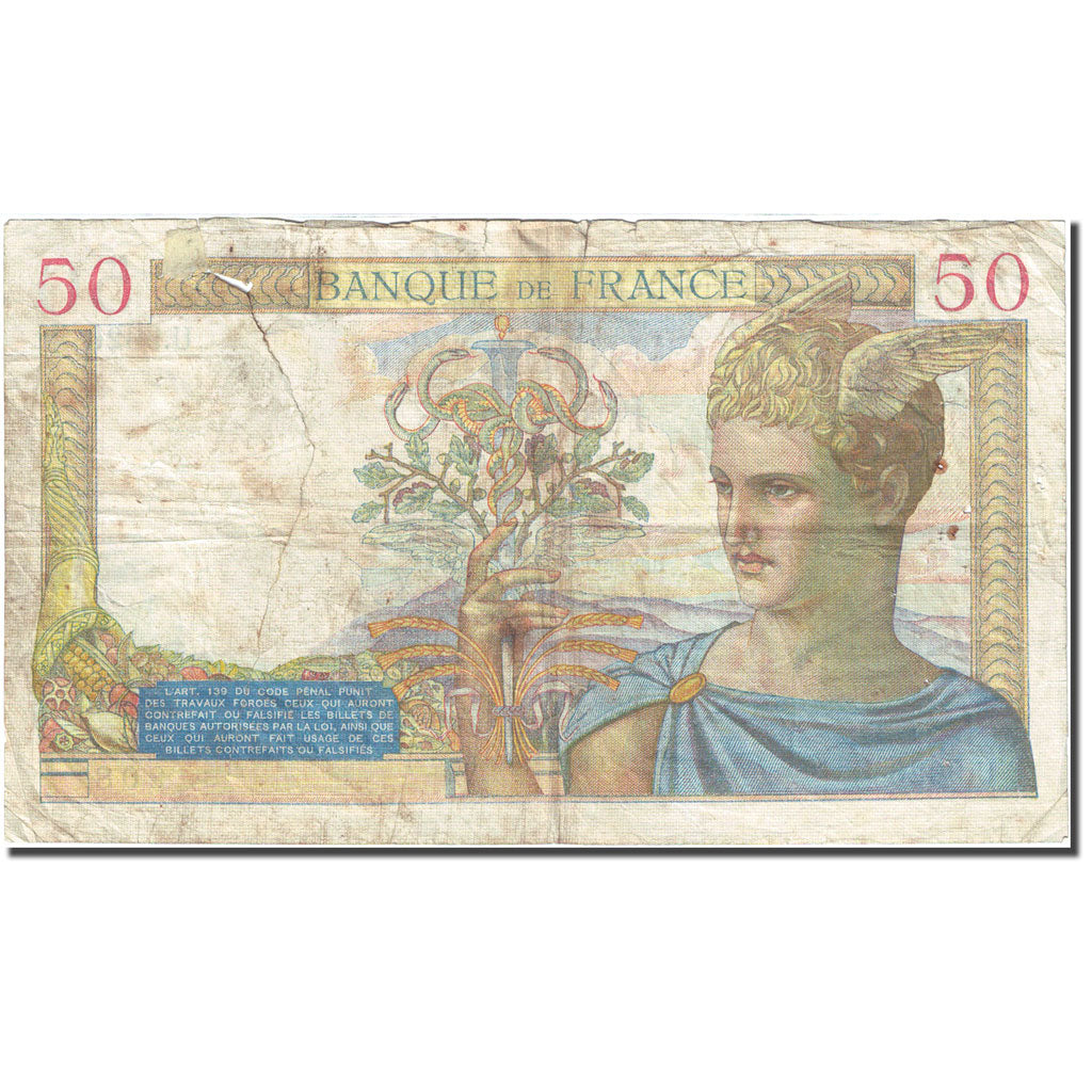 France 50 F 1934-1940 ''Cérès'', 1933, 1939-02-02, B KM 85b Fay 18.21