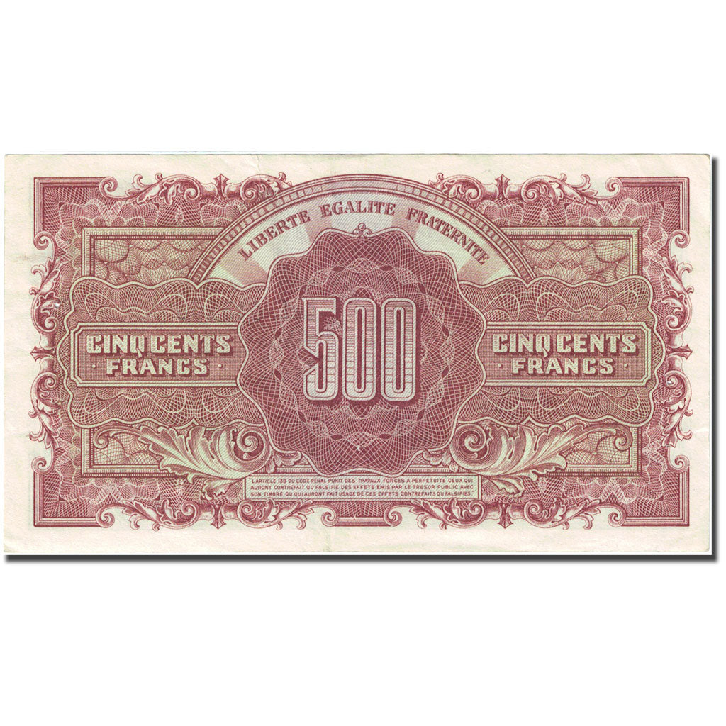 Francia, 500 Francs, 1943-1945 Marianne 1945-06-04, BB+, Fayette:VF 11.1 KM 106