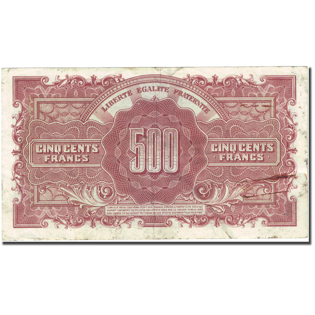 Frankrijk, 500 Francs, 1943-1945 Marianne 1945-06-04, TB, Fayette:VF 11.1 KM 106