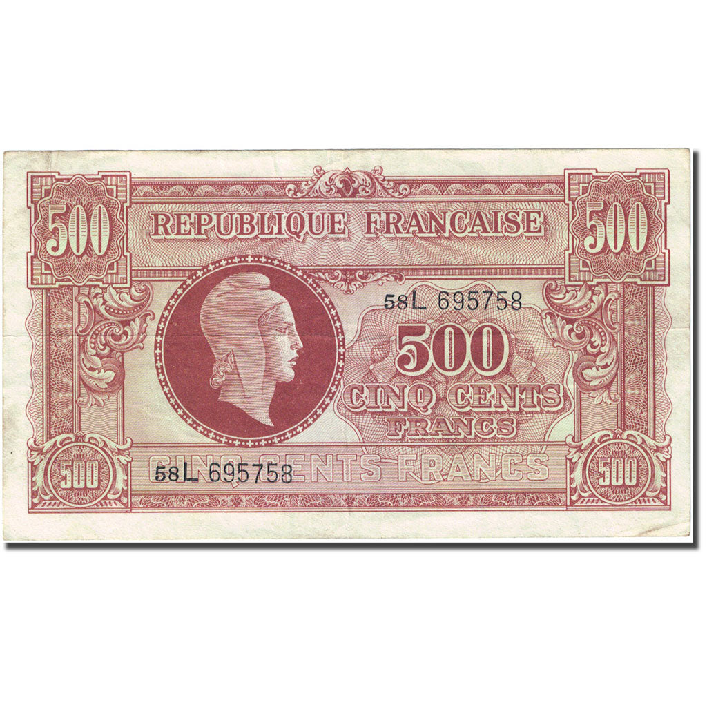 Frankrijk, 500 Francs, 1943-1945 Marianne 1945-06-04 TB+, Fayette:VF 11.1 KM 106