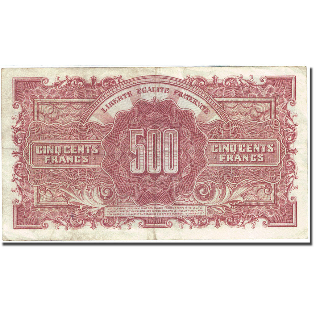 Frankrijk, 500 Francs, 1943-1945 Marianne 1945-06-04 TB+, Fayette:VF 11.1 KM 106