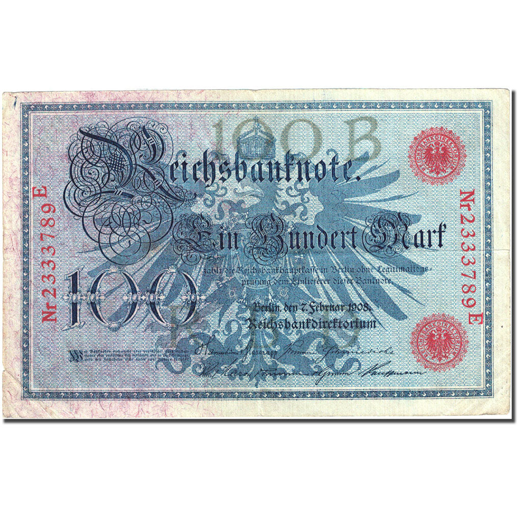 Geldschein, Deutschland, 100 Mark, 1908, 1908-02-07, KM:33a, SS