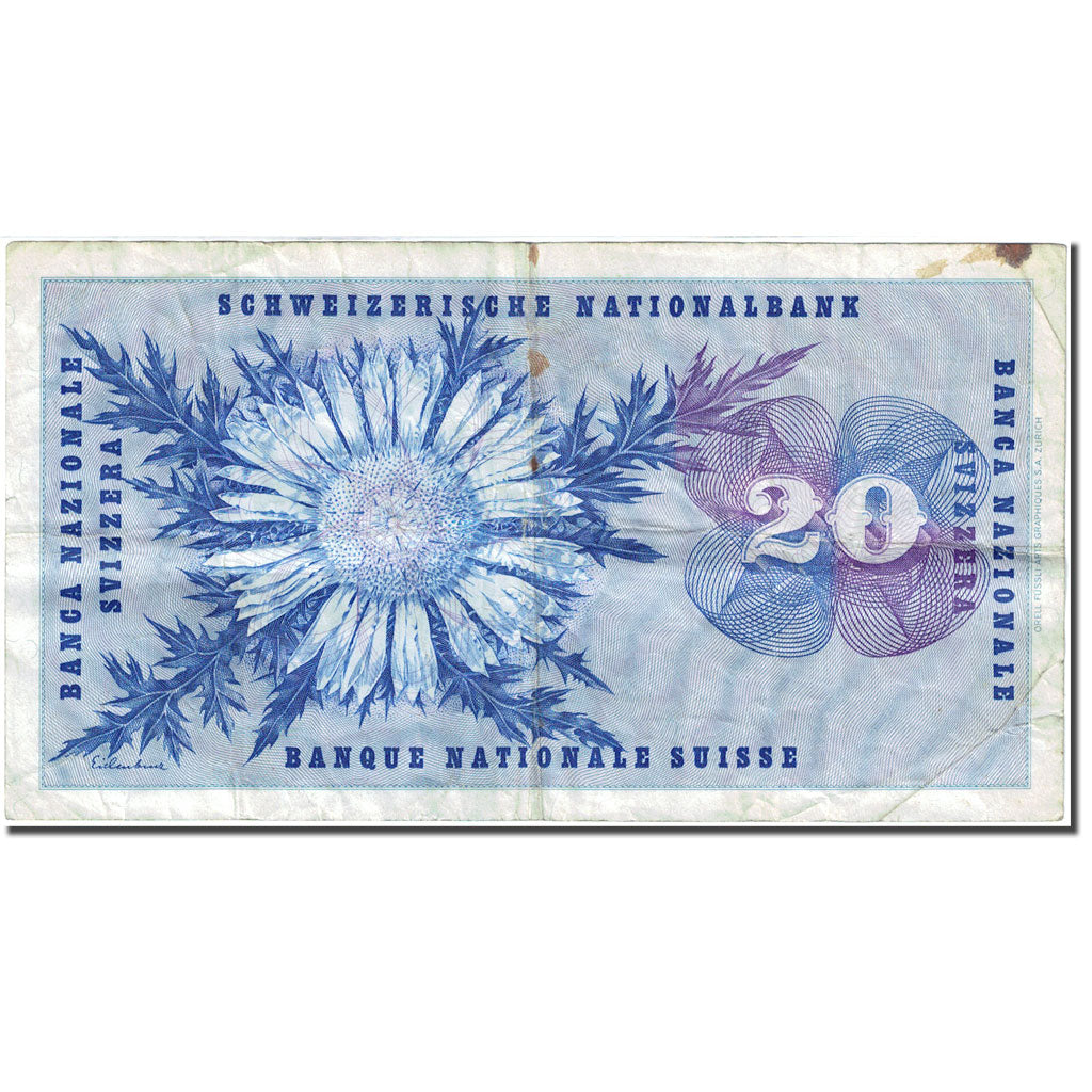 Billet, Suisse, 20 Franken, 1954-1961, 1976-04-09, KM:46w, TB+