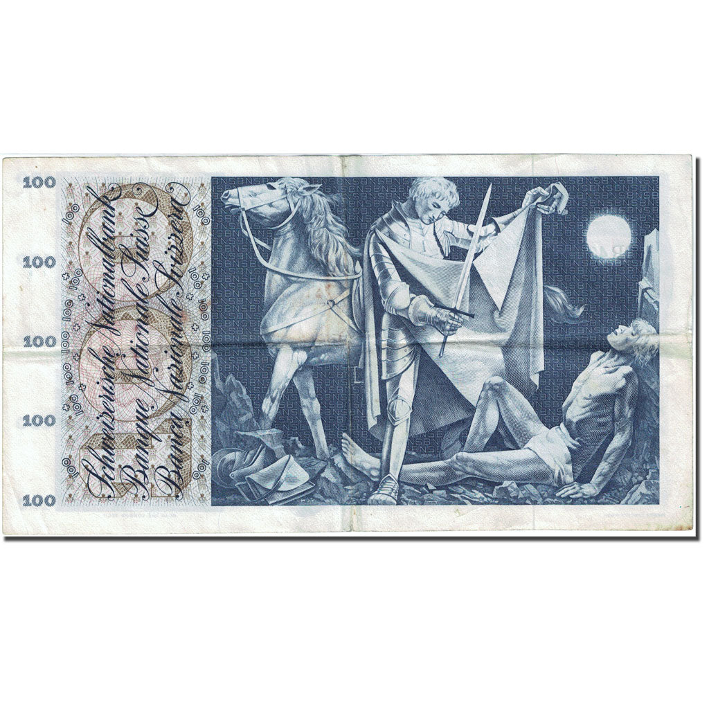 Banconote, Svizzera, 100 Franken, 1954-1961, 1972-01-24, KM:49n, MB+