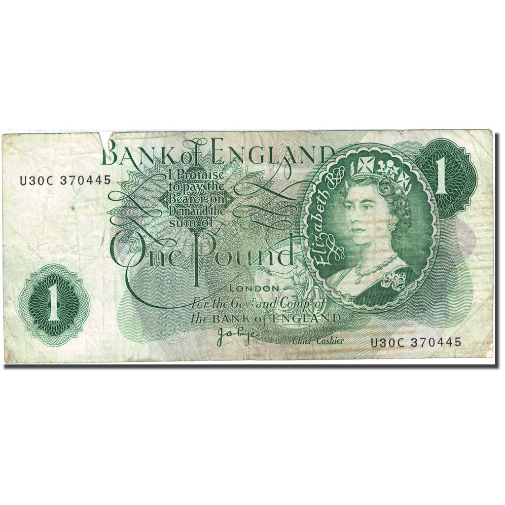Billet, Grande-Bretagne, 1 Pound, 1960-1964, 1970-1977, KM:374g, B+
