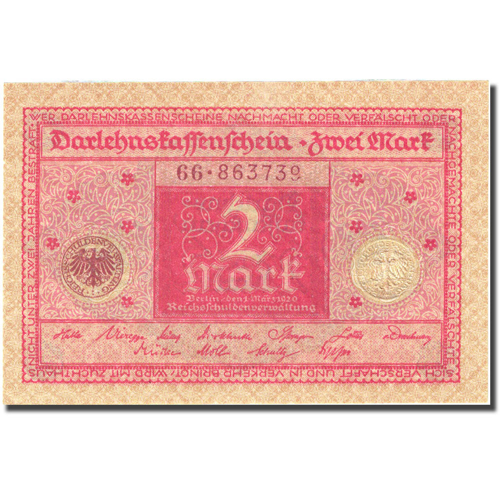 Banknote, Germany, 2 Mark, 1920, 1920-03-01, KM:59, UNC(63)