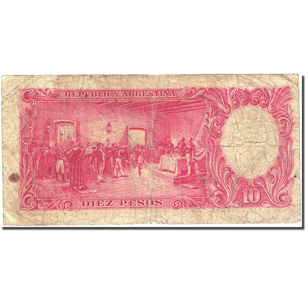 Banknote, Argentina, 10 Pesos, 1943, 1942-1954, KM:265b, VG(8-10)
