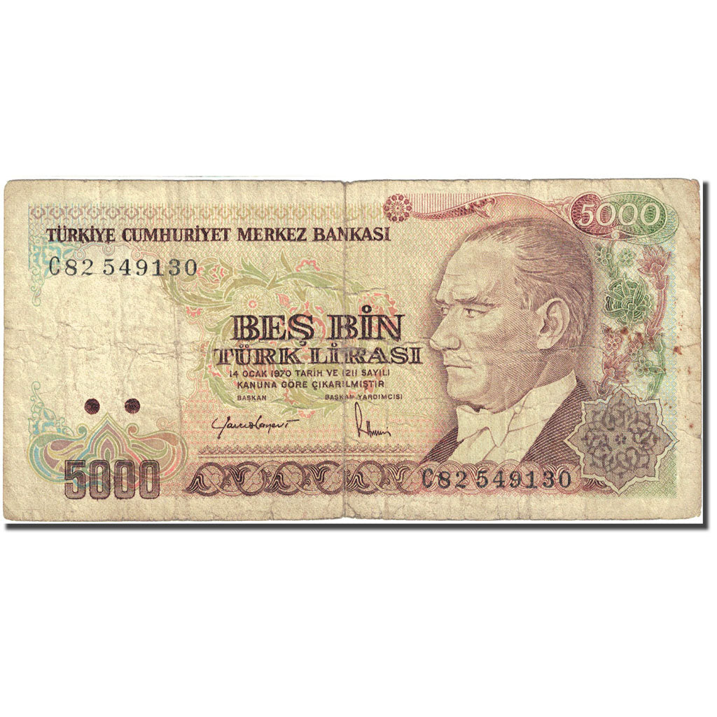 Billet, Turquie, 5000 Lira, 1984-1997, 1985, KM:197, B+