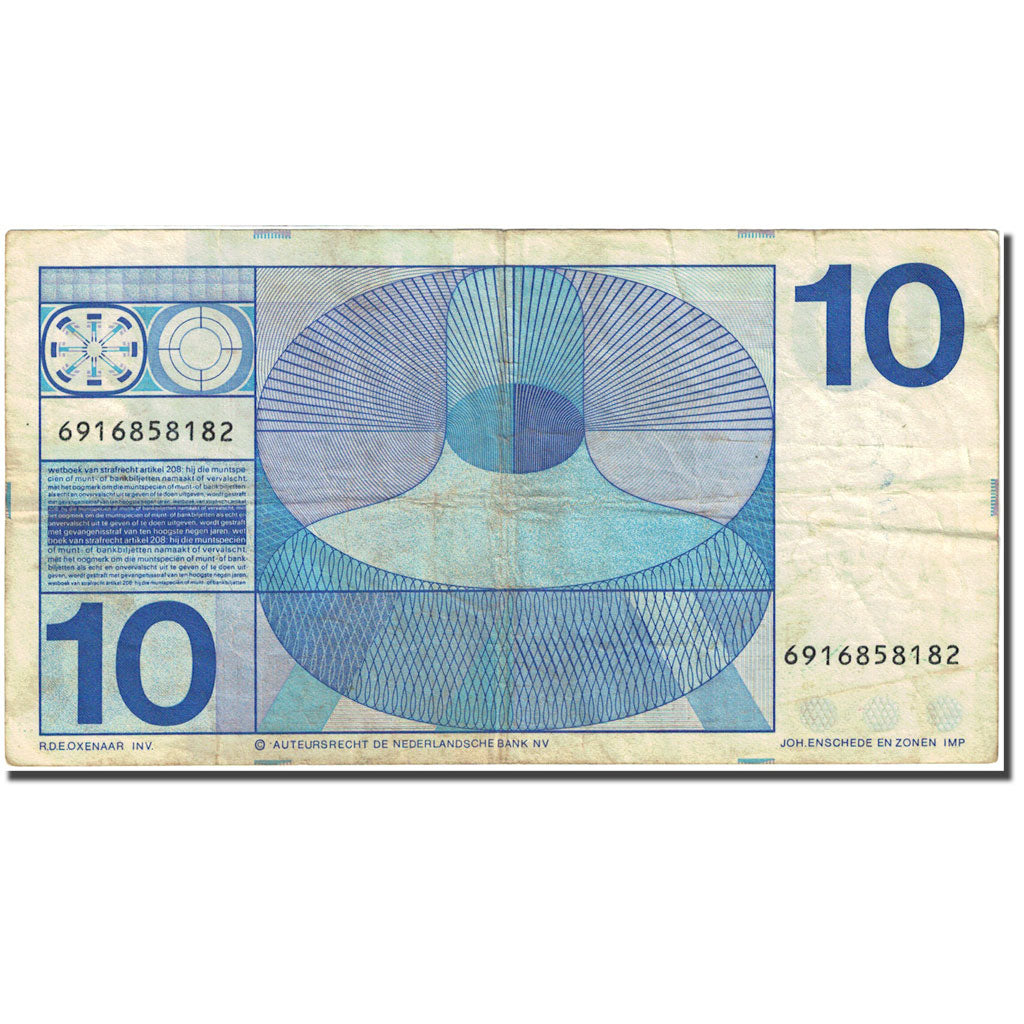 Banknote, Netherlands, 10 Gulden, 1966-1972, 1968-04-25, KM:91b, VF(20-25)