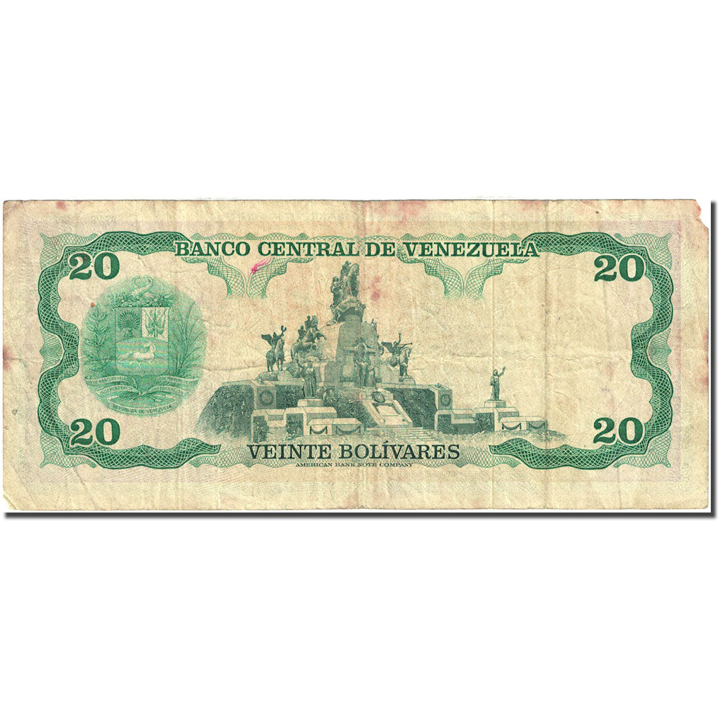 Banknot, Venezuela, 20 Bolivares, 1971-1974, 1974-04-23, KM:53a, VF(20-25)