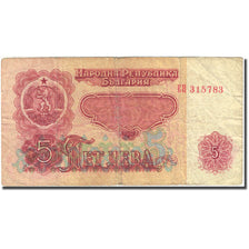 Billet, Bulgarie, 5 Leva, 1962, 1962, KM:90a, B+