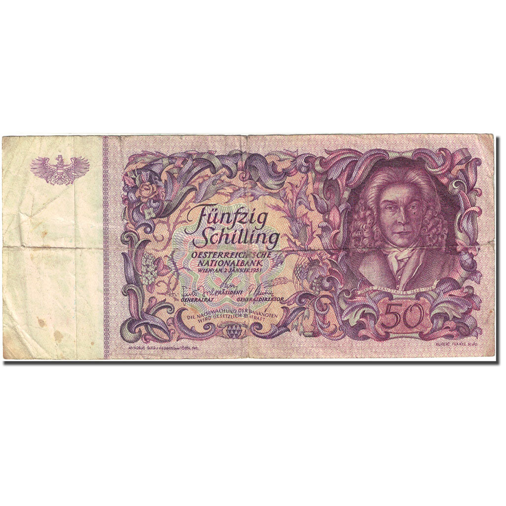 Banknote, Austria, 50 Schilling, 1949-1954, 1951-01-02, KM:130, VF(20-25)