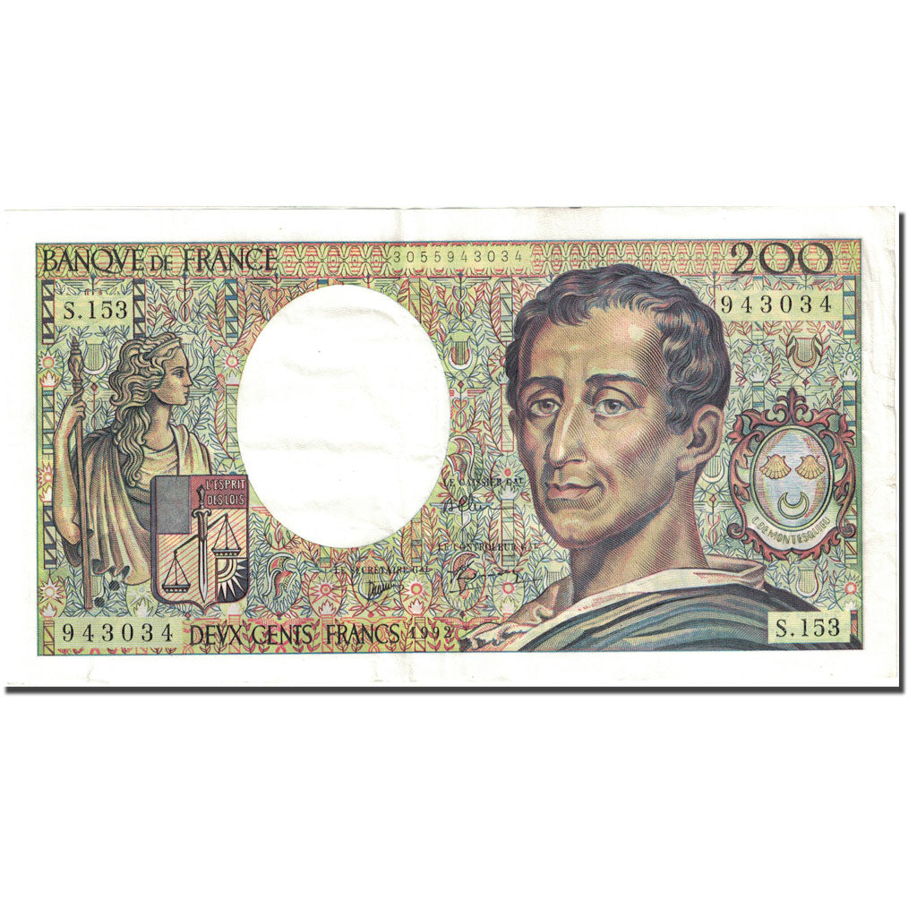 France, 200 Francs 1981-1994 ''Montesquieu'', 1968-1981, 1992, AU(50-53) KM:155e