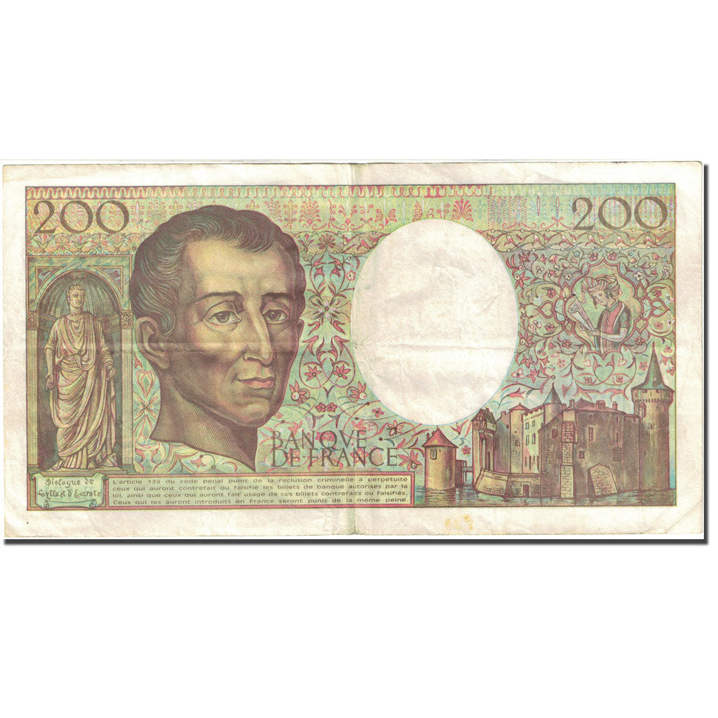 France, 200 Francs, 200 F 1981-1994 ''Montesquieu'', 1968-1981, 1992, TB KM:155e