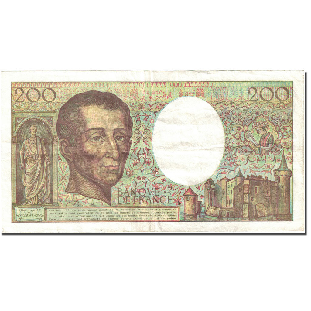 Francia, 200 Francs 1981-1994 ''Montesquieu'', 1968-1981, 1992, MB+ KM:155e