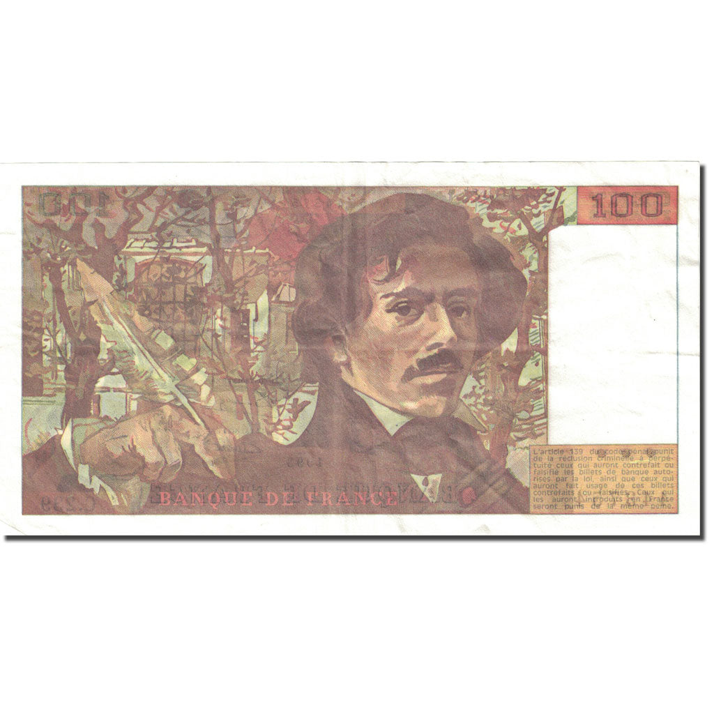 France, 100 F 1978-1995 ''Delacroix'', 1968-1981, 1993, EF(40-45) KM:154g
