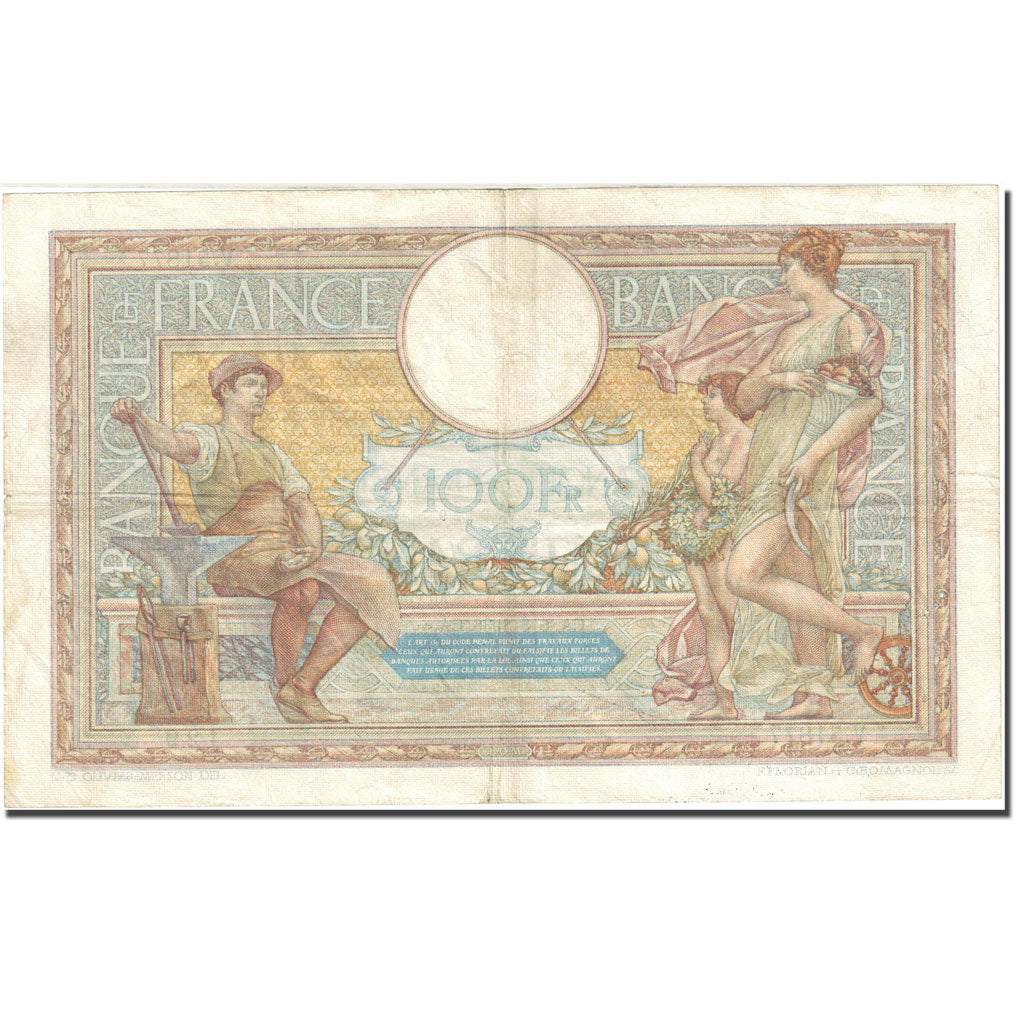 France, 100 Francs 1908-1939 ''Luc Olivier Merson'', 1923-1927 VF (30-35) KM:78c