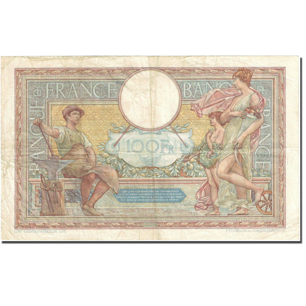 France, 100 Francs 1908-1939 ''Luc Olivier Merson'' 1923-1927 VF (20-925) KM:78c
