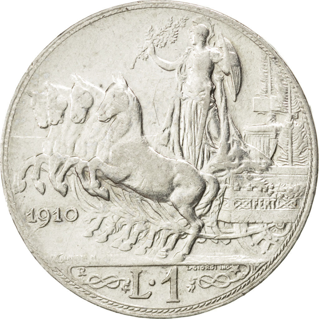 ITALY, Lira, 1910, Rome, KM #45, EF(40-45), Silver, 5.02