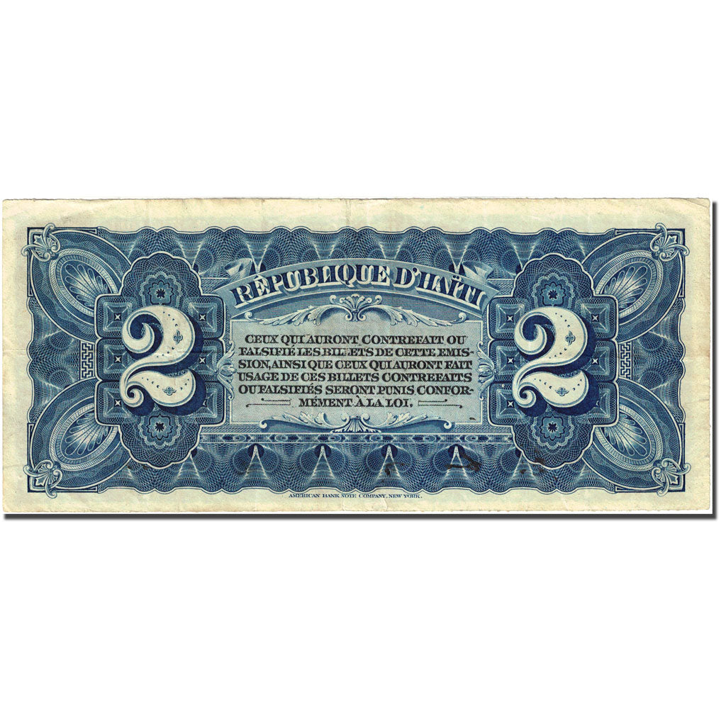 Billet, Haïti, 2 Gourdes, 1892, 1892-09-29, KM:102a, TTB