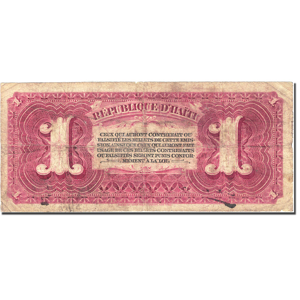 Banknote, Haiti, 1 Gourde, 1892, 1892-09-29, KM:101a, VF(20-25)