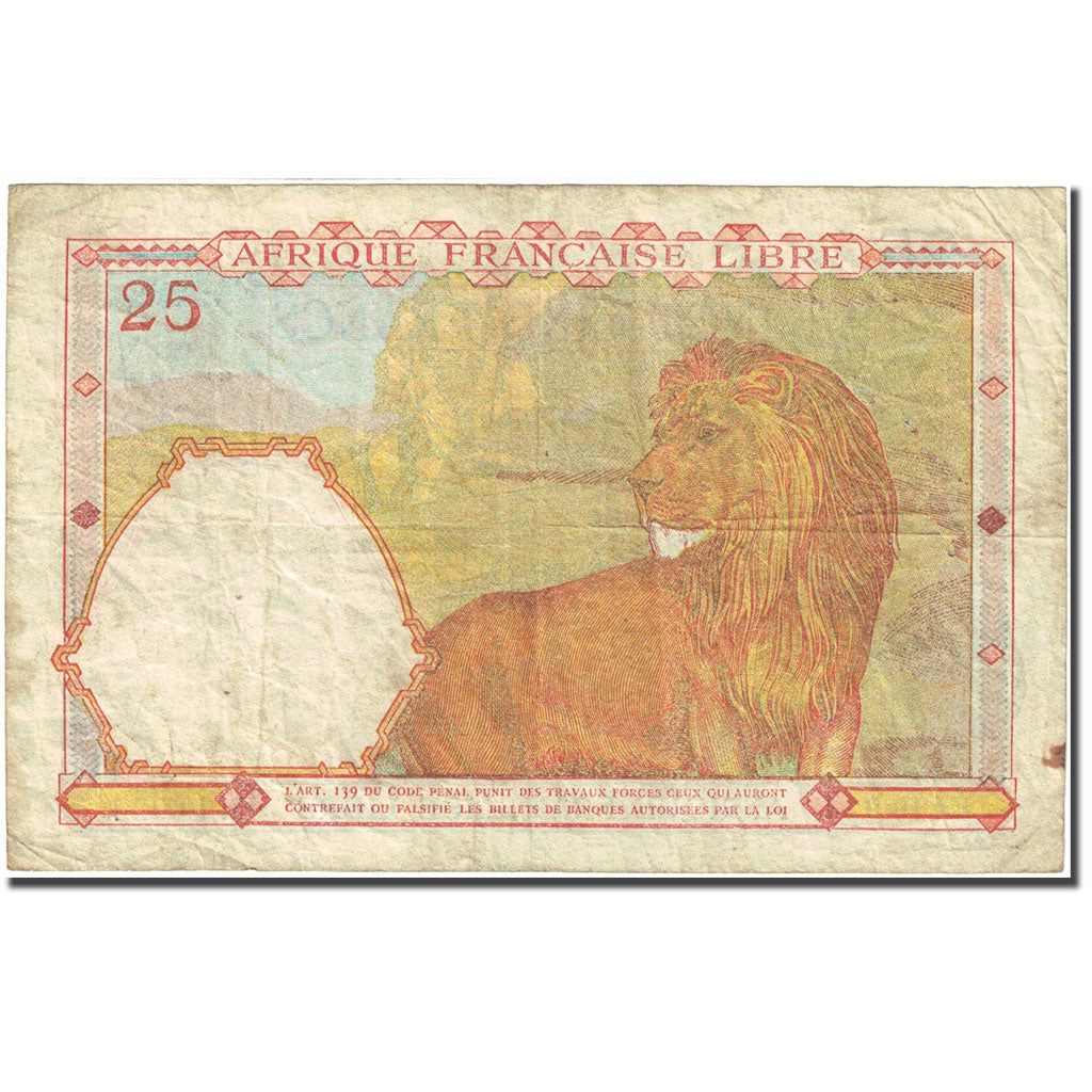 Banknote, French Equatorial Africa, 25 Francs, 1941, Undated (1941), KM:7a
