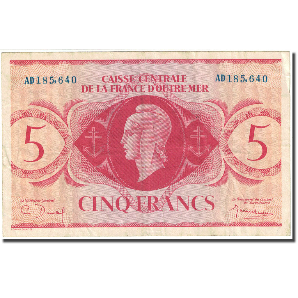 Billet, Afrique-Équatoriale française, 5 Francs, 1944, 1944-02-02, KM:15a, TTB