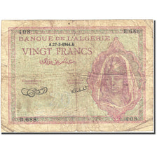 Biljet, Algerije, 20 Francs, 1942-1943, 1944-03-27, KM:92a, B+