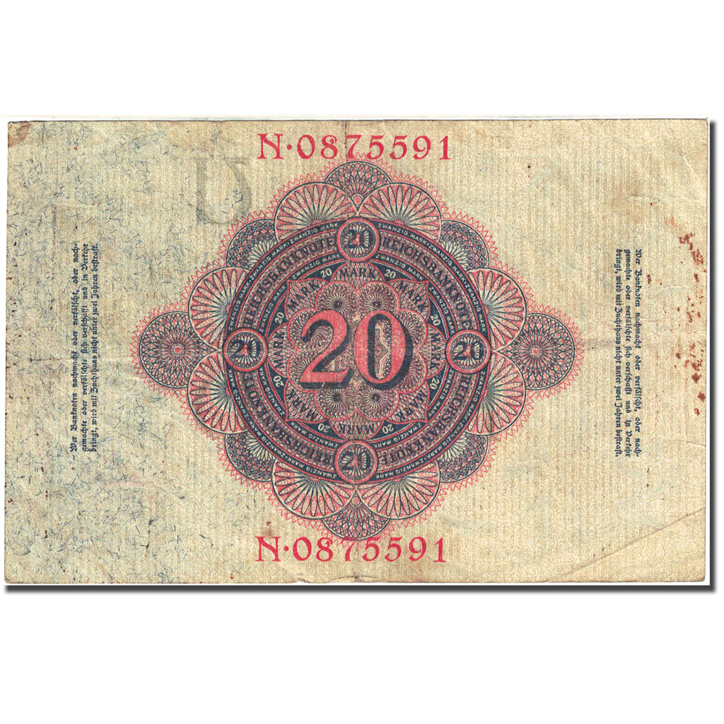Banknote, Germany, 20 Mark, 1914, 1914-02-19, KM:46b, EF(40-45)