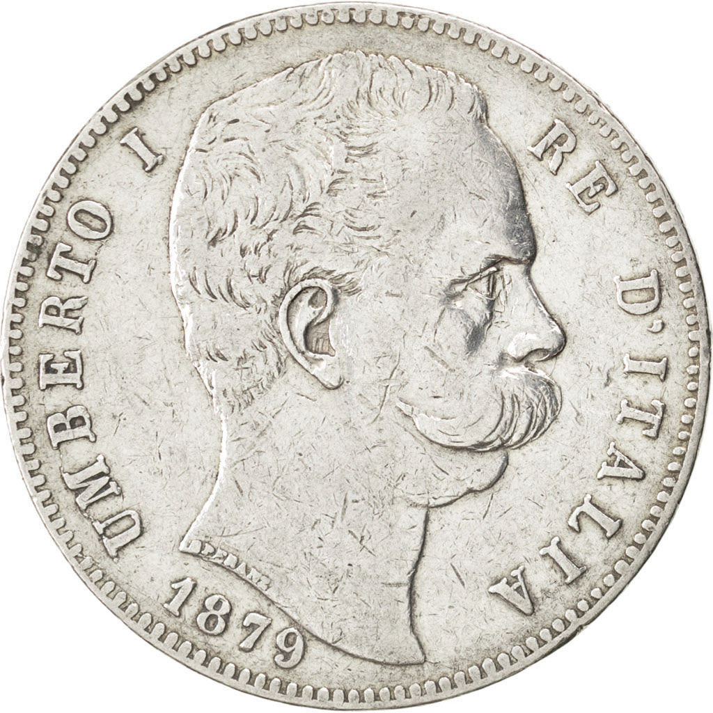 ITALY, 5 Lire, 1879, Rome, KM #20, EF(40-45), Silver, 24.84