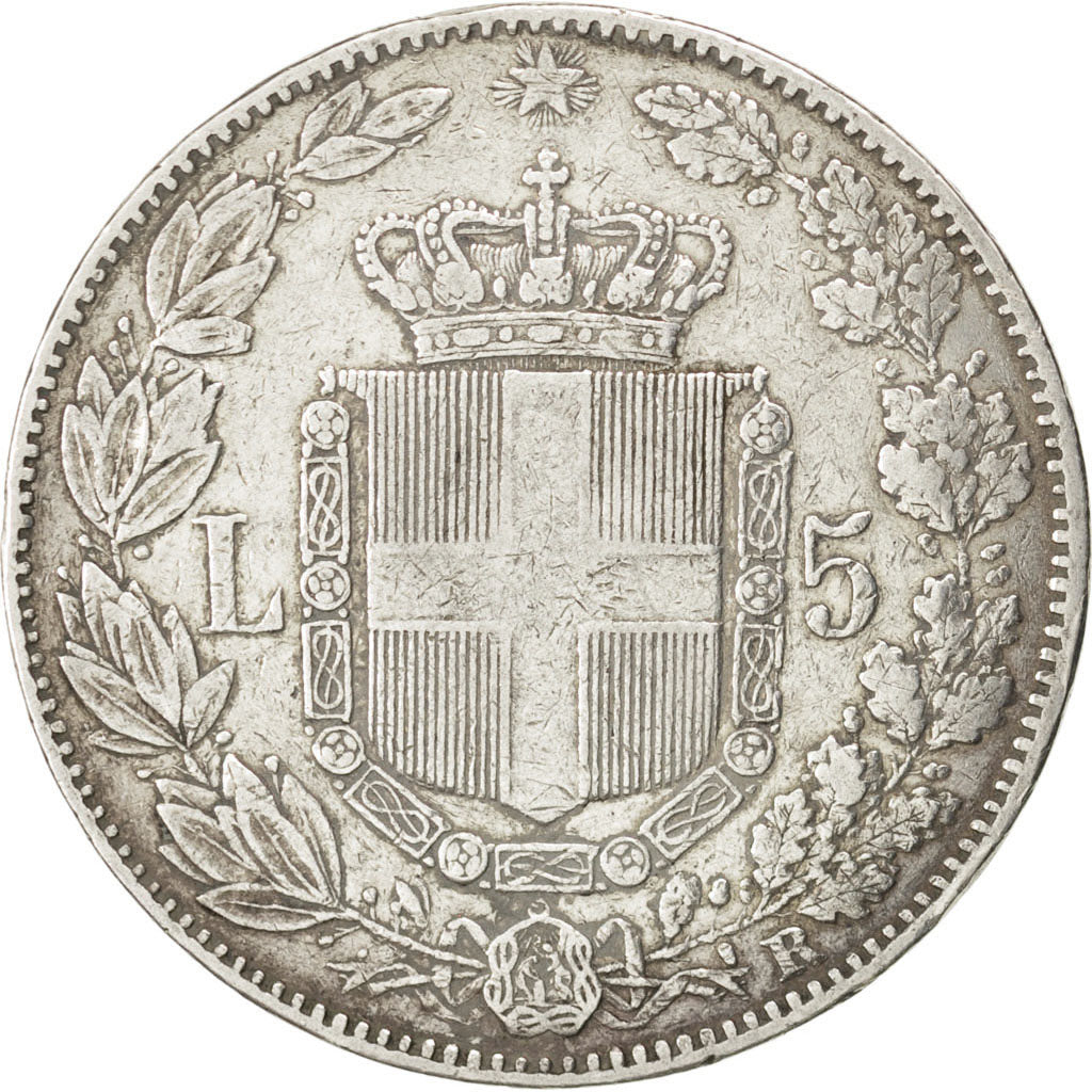 ITALY, 5 Lire, 1879, Rome, KM #20, EF(40-45), Silver, 24.84