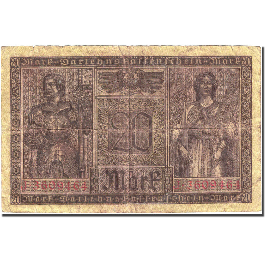 Banknote, Germany, 20 Mark, 1917-1918, 1918-02-20, KM:57, VG(8-10)