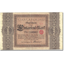 Banconote, Germania, Köln, 1000 Mark, valeur faciale 1922-09-20, BB Mehl:2380.8a