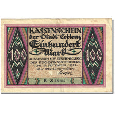 Banconote, Germania, Coblenz, 100 Mark, personnage 1922-09-14, BB Mehl:815.5
