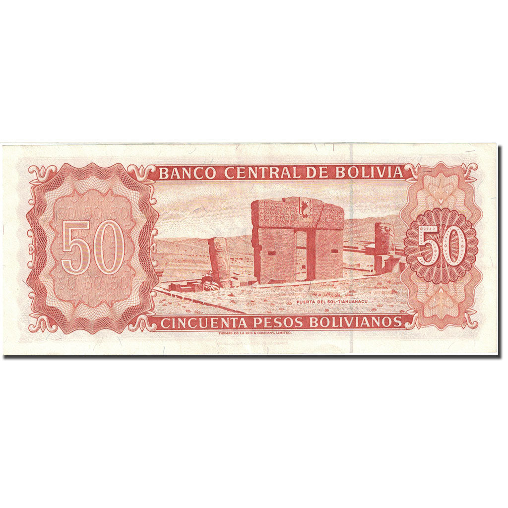 Banknote, Bolivia, 50 Pesos Bolivianos, 1962, 1962, KM:162a, UNC(60-62)