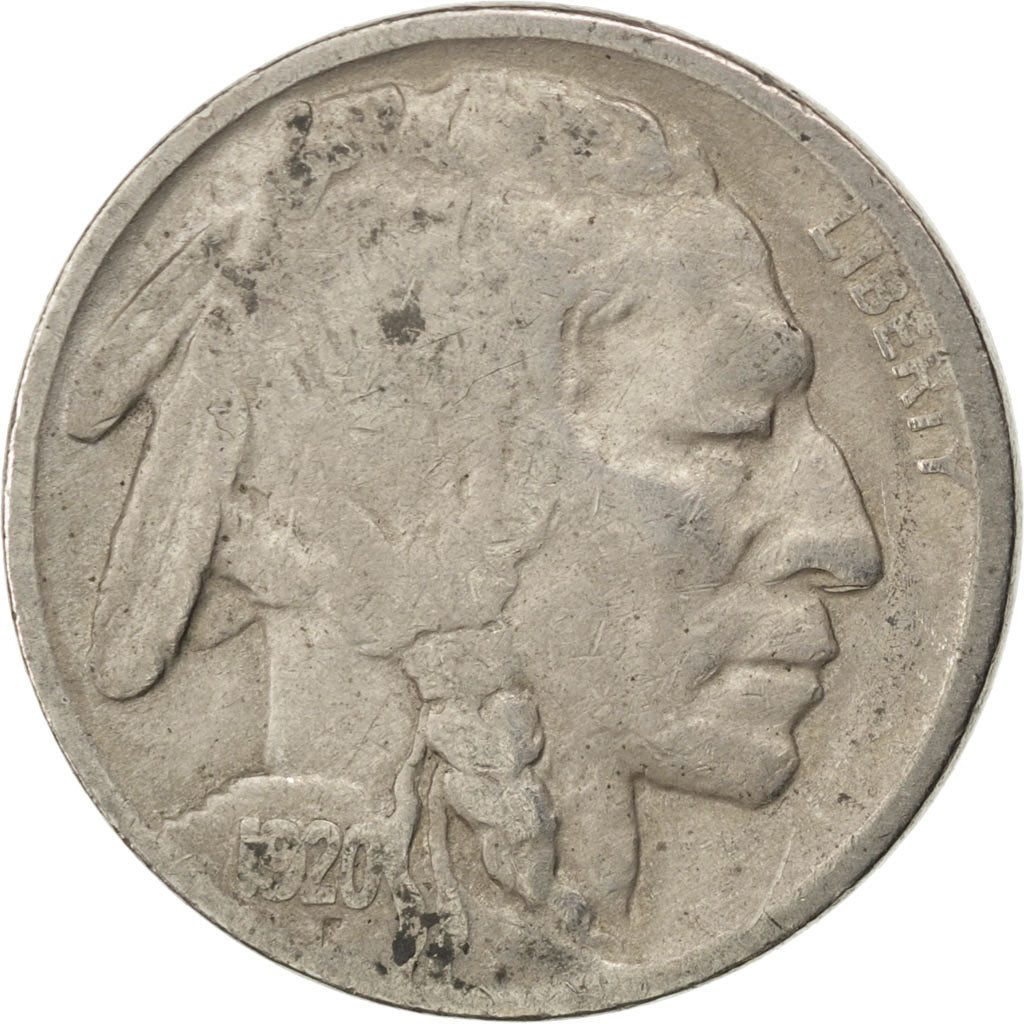 UNITED STATES, Buffalo Nickel, 5 Cents, 1920, U.S. Mint, KM #134, VF(20-25),...