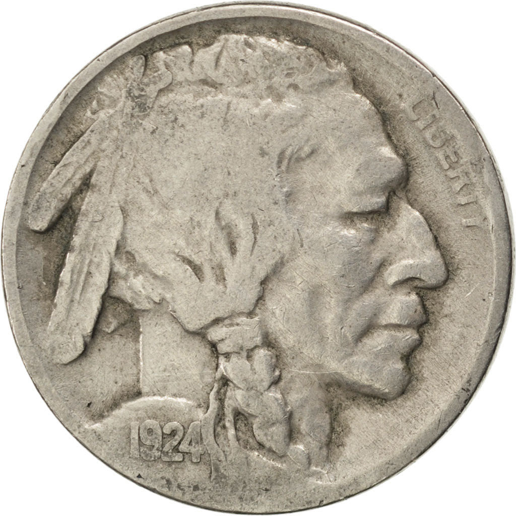 UNITED STATES, Buffalo Nickel, 5 Cents, 1924, U.S. Mint, KM #134, VF(20-25),...